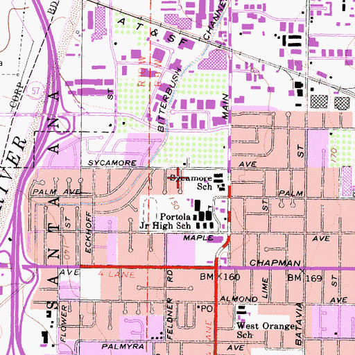 Topographic Map of Sycamore Park, CA