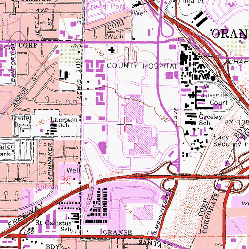 Topographic Map of The City Shopping Center, CA