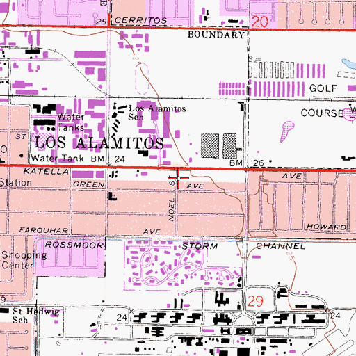 Topographic Map of Town Square Shopping Center, CA