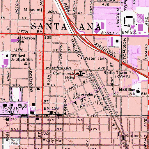 Topographic Map of Western Medical Center-Bartlett, CA