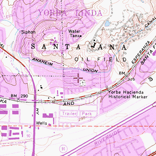 Topographic Map of Woodgate Park, CA