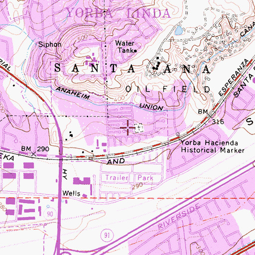 Topographic Map of Historic Yorba Cemetery, CA