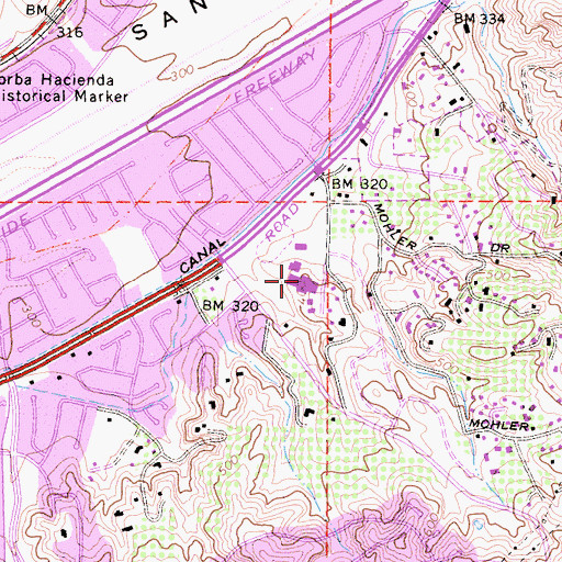 Topographic Map of El Rancho Charter Middle School, CA