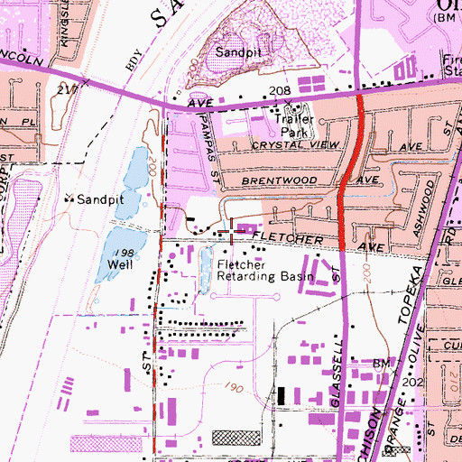 Topographic Map of Fletcher Elementary School, CA