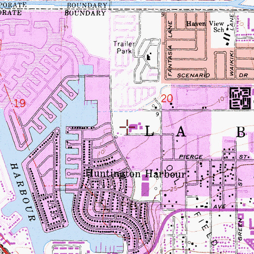 Topographic Map of Harbour View Elementary School, CA