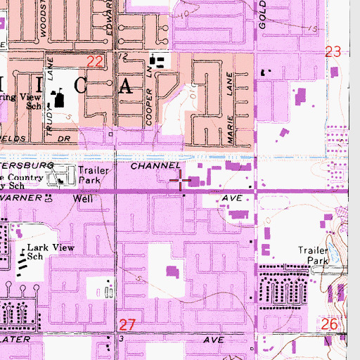 Topographic Map of Huntington Beach Post Office, CA