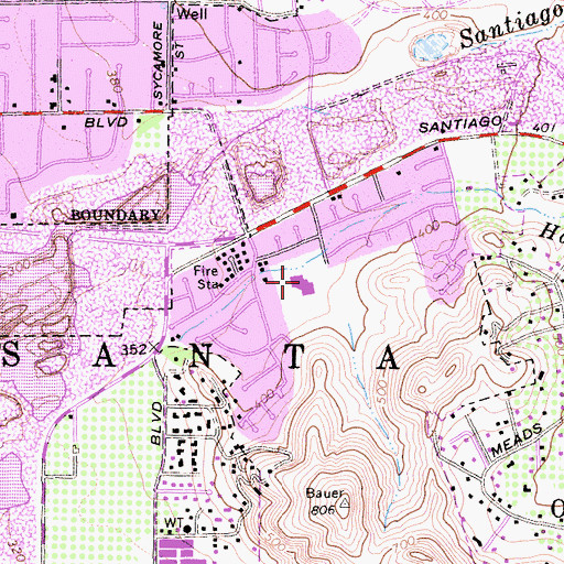 Topographic Map of Linda Vista Elementary School, CA