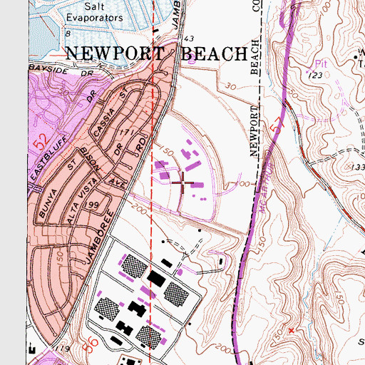 Topographic Map of Newport Beach Post Office, CA