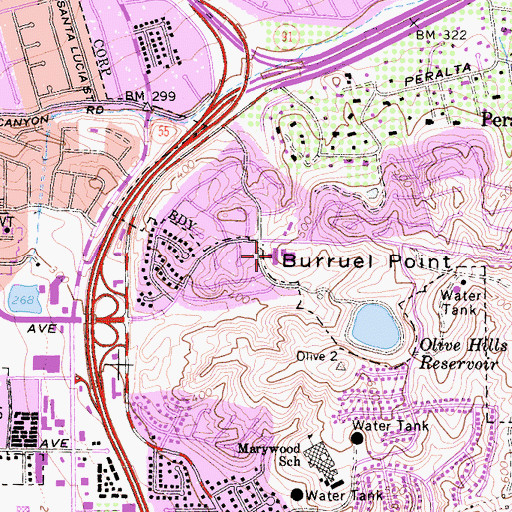 Topographic Map of Nohl Canyon Elementary School, CA