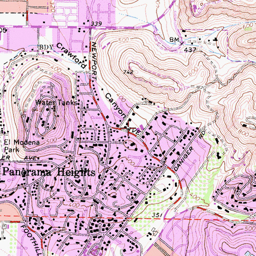 Topographic Map of Panorama Elementary School, CA