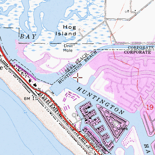 Topographic Map of Sea Bridge Park, CA
