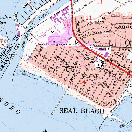 Topographic Map of Seal Beach City Hall, CA