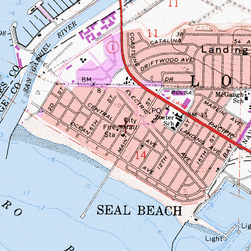 Topographic Map of Mariner Post Office, CA