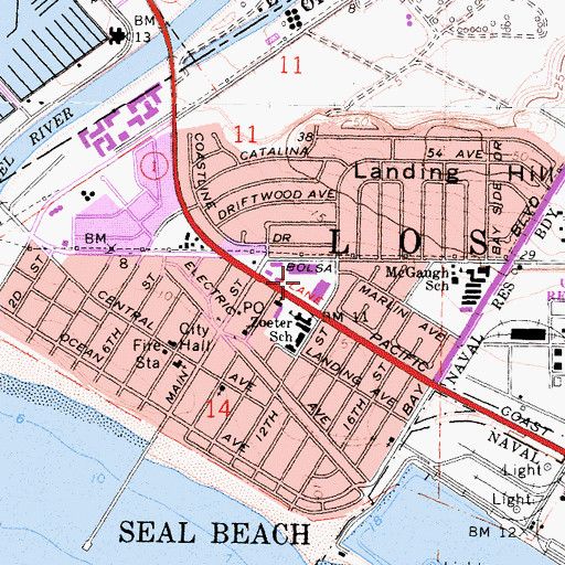 Topographic Map of Seal Beach Shopping Center, CA