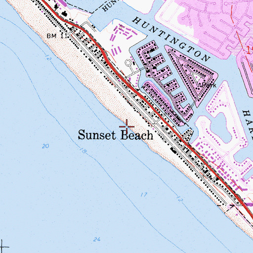Topographic Map of Sunset County Beach, CA