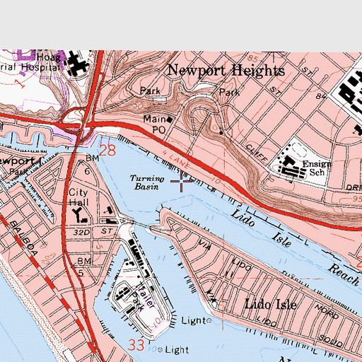 Topographic Map of South Shore Yacht Club, CA