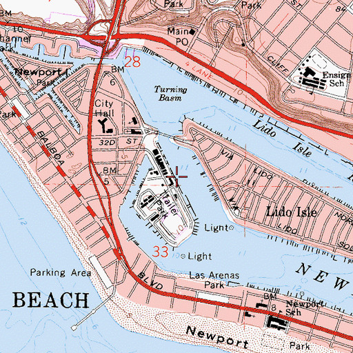 Topographic Map of West Lido Channel, CA