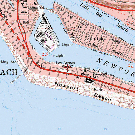 Topographic Map of American Legion Yacht Club, CA
