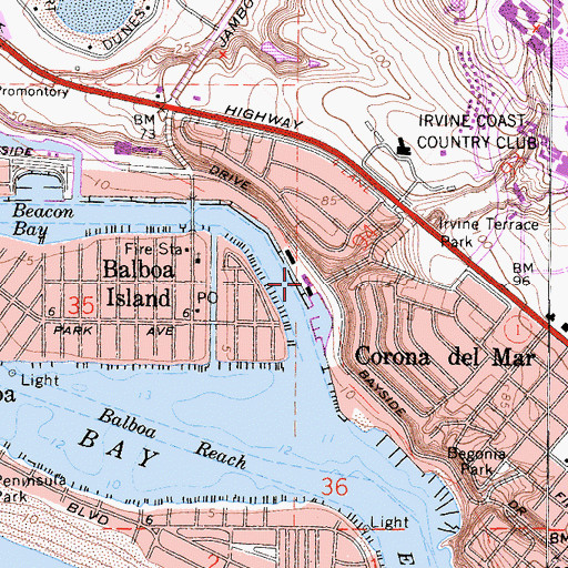 Topographic Map of Bahia Corinthian Yacht Club, CA