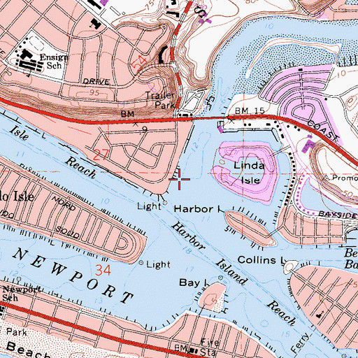 Topographic Map of Lower Newport Bay, CA