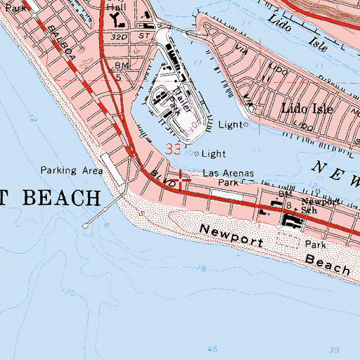 Topographic Map of Newport Harbor Nautical Museum, CA
