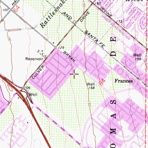 Topographic Map of Brywood Park, CA