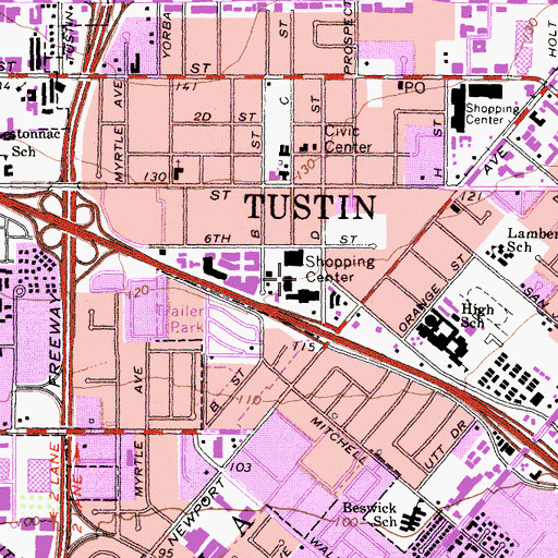 Topographic Map of El Camino Plaza Shopping Center, CA