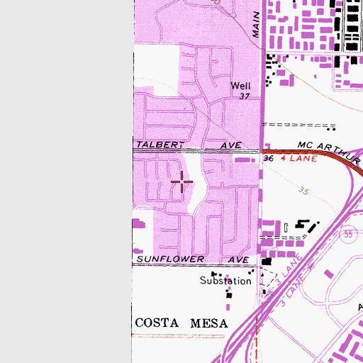 Topographic Map of Sandpointe Park, CA