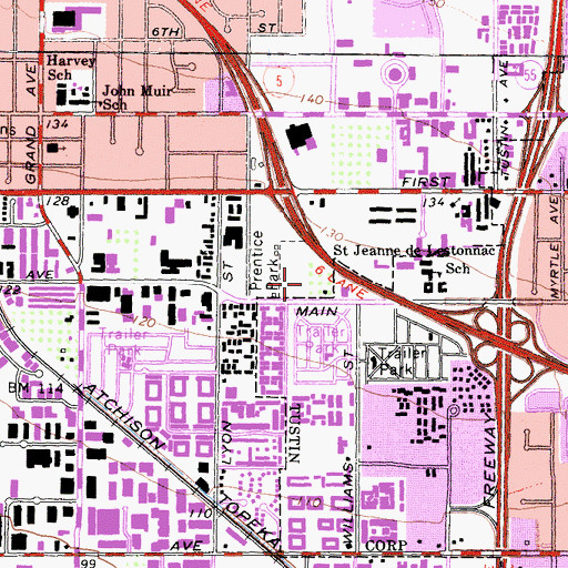 Topographic Map of Santa Ana Zoo, CA