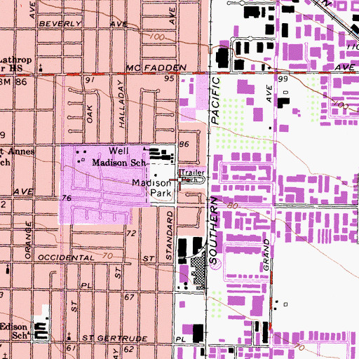 Topographic Map of Standard Avenue Mobile Home Park, CA