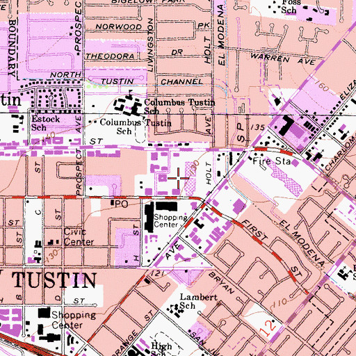 Topographic Map of The Courtyard Shopping Center, CA