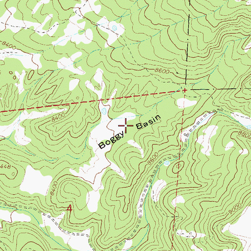 Topographic Map of Boggy Basin, CO