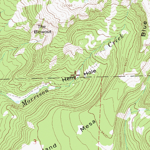 Topographic Map of Hells Hole, CO
