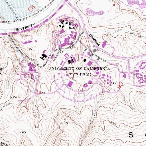 Topographic Map of Aldrich Park, CA
