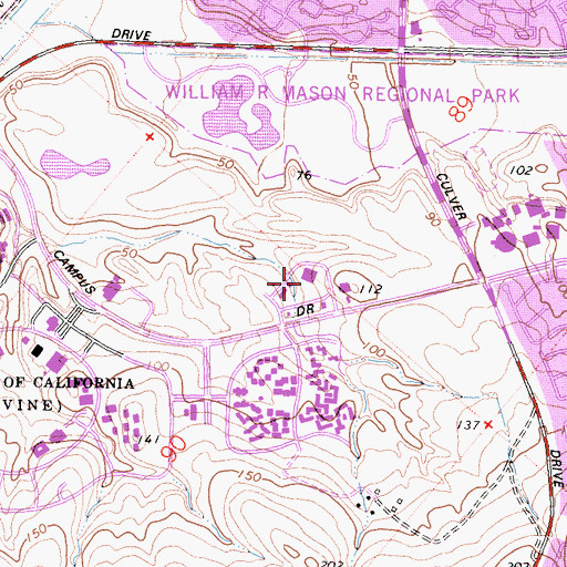 Topographic Map of Campus Plaza Shopping Center, CA