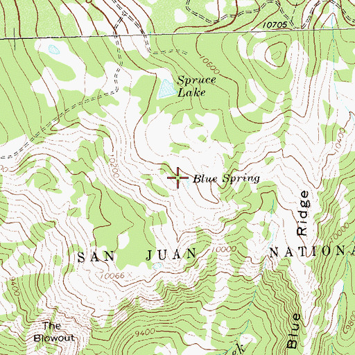 Topographic Map of Blue Spring, CO