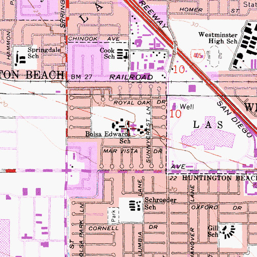 Topographic Map of Ada Clegg Elementary School, CA