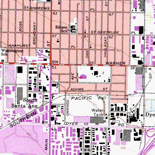 Topographic Map of James Monroe Elementary School, CA