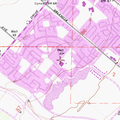 Topographic Map of Lakeside Middle School, CA