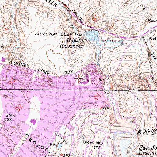Topographic Map of Newport Hills Shopping Center, CA