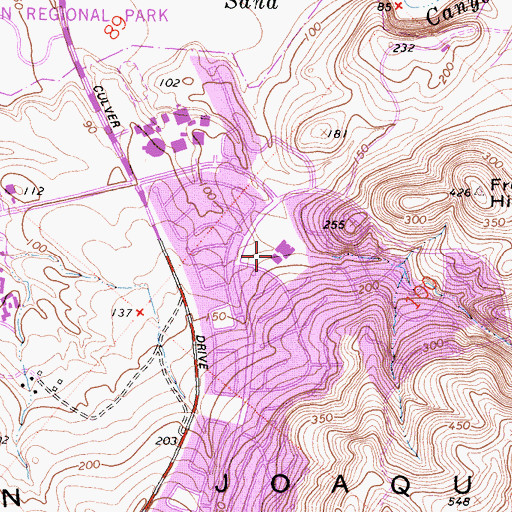 Topographic Map of Turtle Rock Elementary School, CA