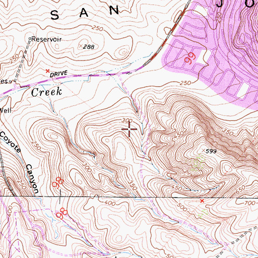 Topographic Map of Vista Verde School, CA