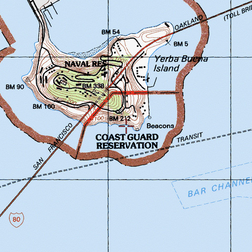 Topographic Map of Yerba Buena Lighthouse, CA