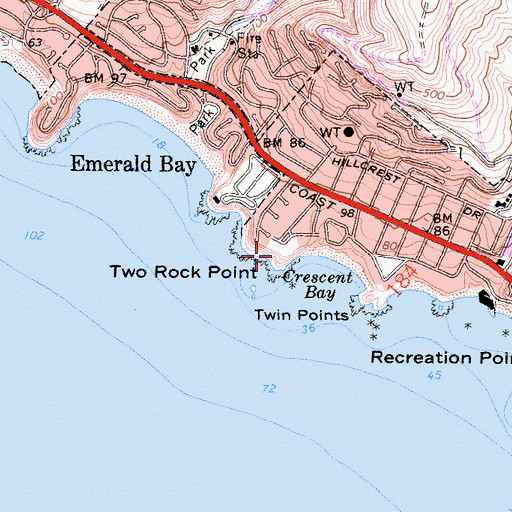 Topographic Map of Crescent Bay Point Park, CA