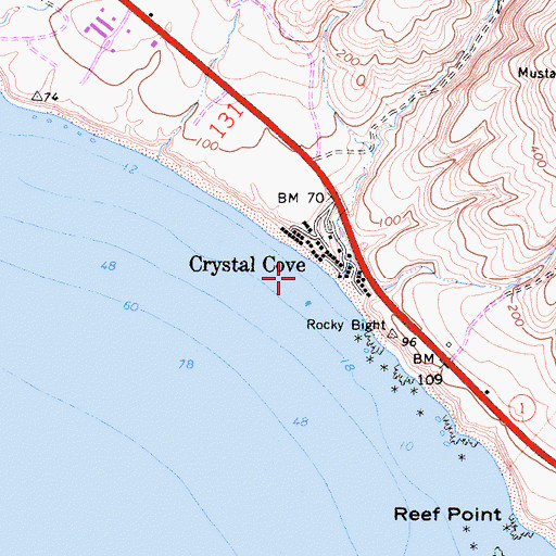 Topographic Map of Crystal Cove, CA