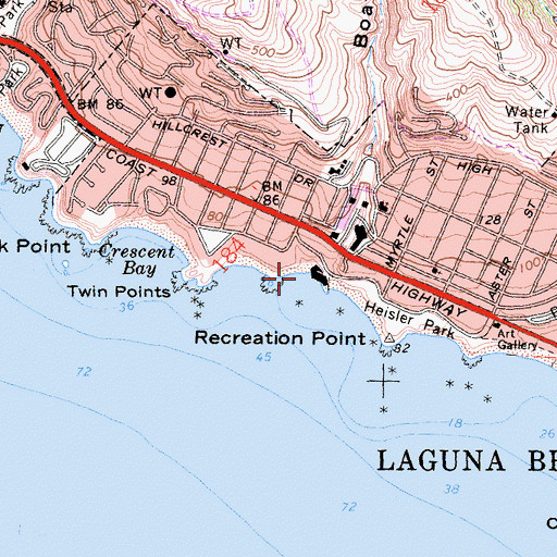 Topographic Map of Divers Cove, CA