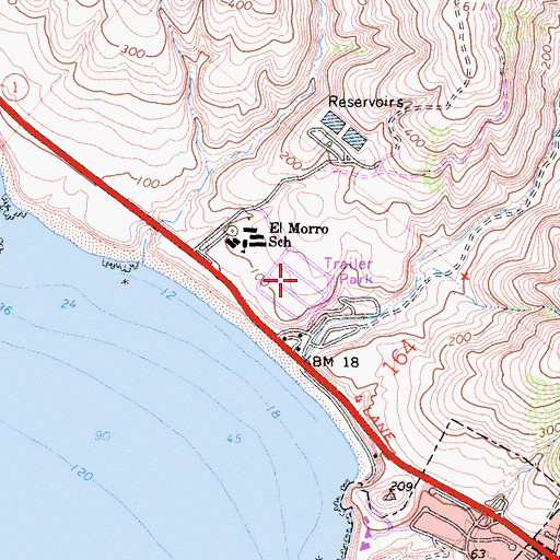 Topographic Map of El Morro Beach Trailer Park (historical), CA