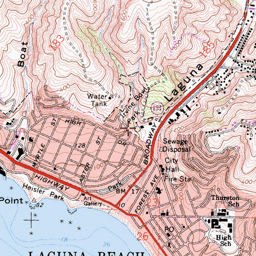 Topographic Map of Festival of the Arts Amphitheater, CA