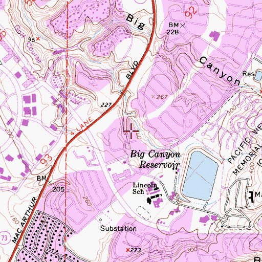 Topographic Map of Harbor View Nature Park, CA