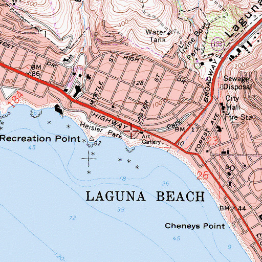 Topographic Map of Laguna Museum of Art, CA